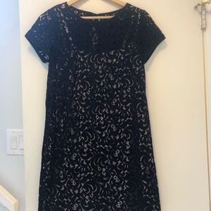 LOFT Black lace short sleeve dress